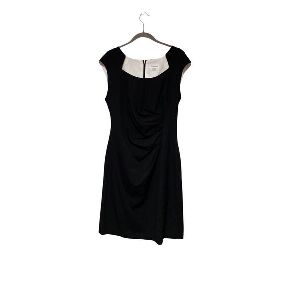 Calvin Klein women’s cap sleeve scoop neck ruched side  black sheep dress size 1 - Picture 1 of 4